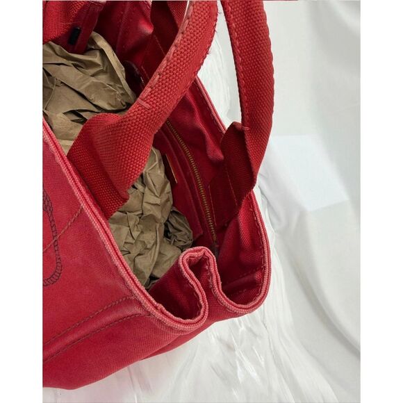 PRADA SMALL RED CANVAS CANAPA HANDBAG - Picture 6 of 7